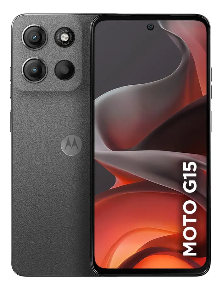 Smartphone Motorola Moto G15, 256 GB, 4 GB de RAM Boost y cámara de 50 MP con inteligencia artificial y visión nocturna, batería de 5200 mAh, pantalla 6.7 FHD+ con NFC superbrillante, grafito