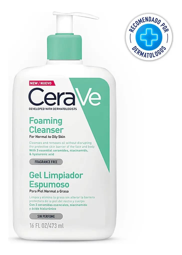 CeraVe Gel Limpiador Espumoso facial para Piel Mixta a Grasa 473 ml