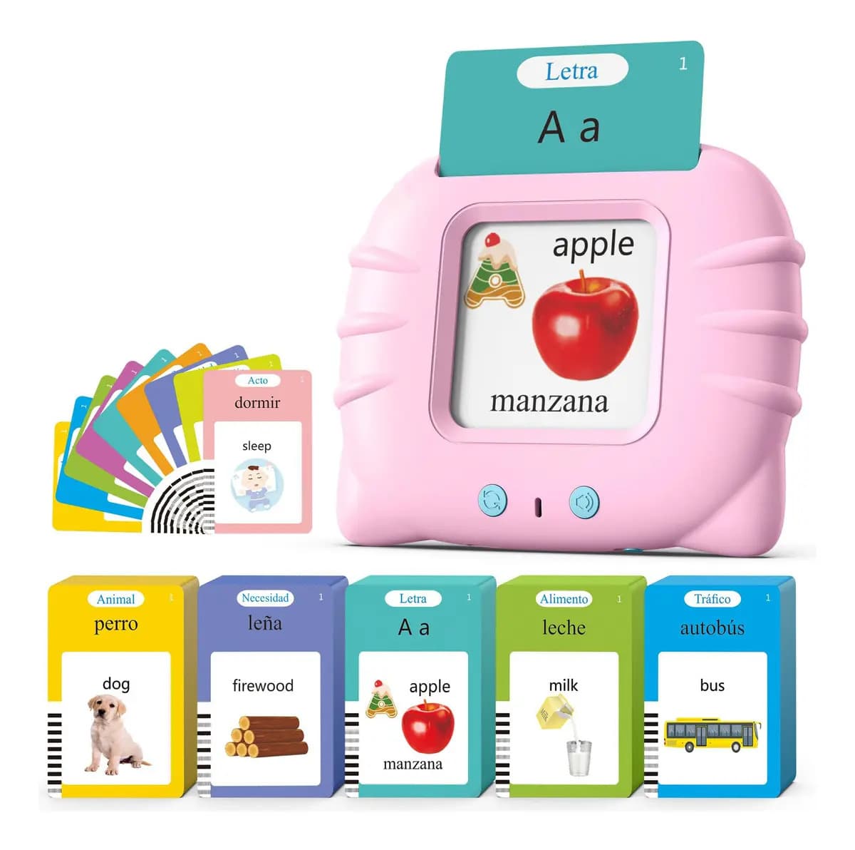 Juguetes Educativos Didácticos Tarjetas Lectura 510 Palabras Color Rosa