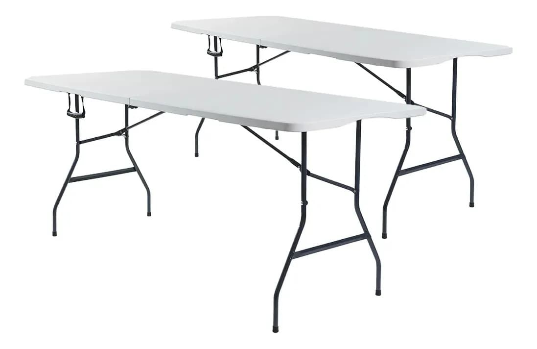 Set 2 Mesas Plegables Blancas 180 cm Portátiles