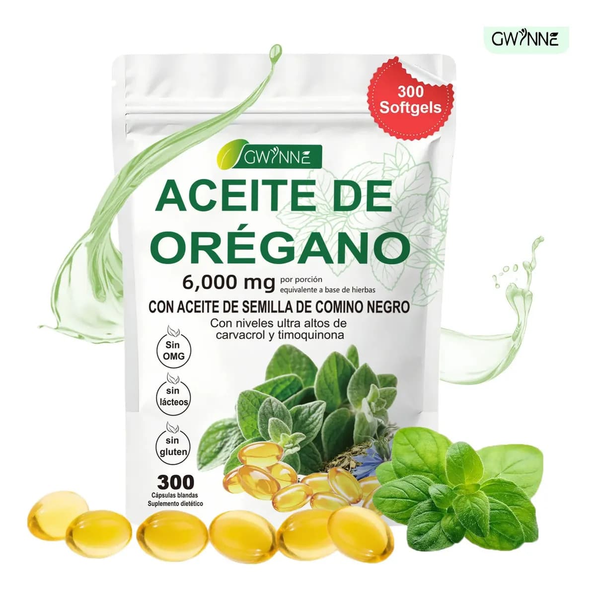 Gwynne Micro Ingredients Aceite De Orégano Cápsulas Oil Of Oregano Blandas 6000mg Por Dosis 300 Cápsulas
