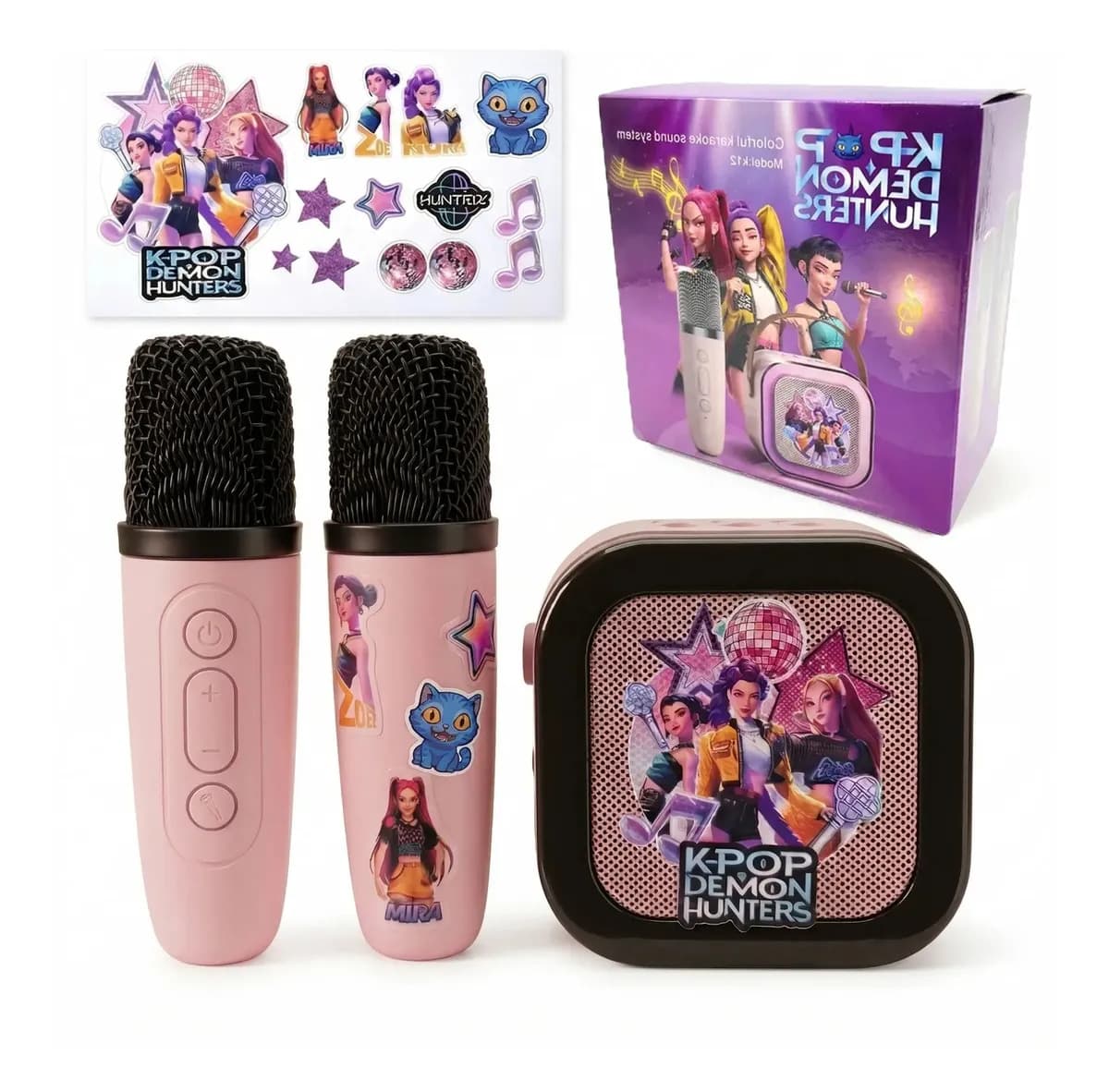Kpop Demon Hunter Karaoke De Juguete Mini Máquina De Karaoke Altavoz Bluetooth Para Niños 2 Micrófonos