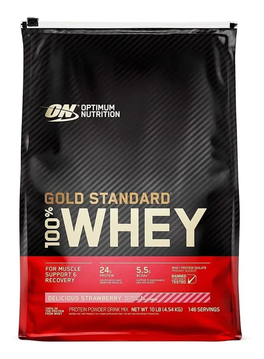 Suplemento en polvo Optimum Nutrition Proteína Proteína de Gold Standard 100% Whey sabor delicious strawberry x 4.54kg