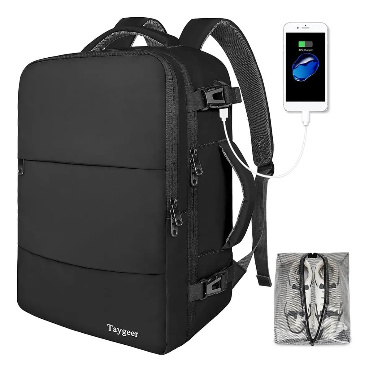 Mochila de Viaje Taygeer 1001 para Laptop de 15.6" con Puerto USB y 35 L Impermeable