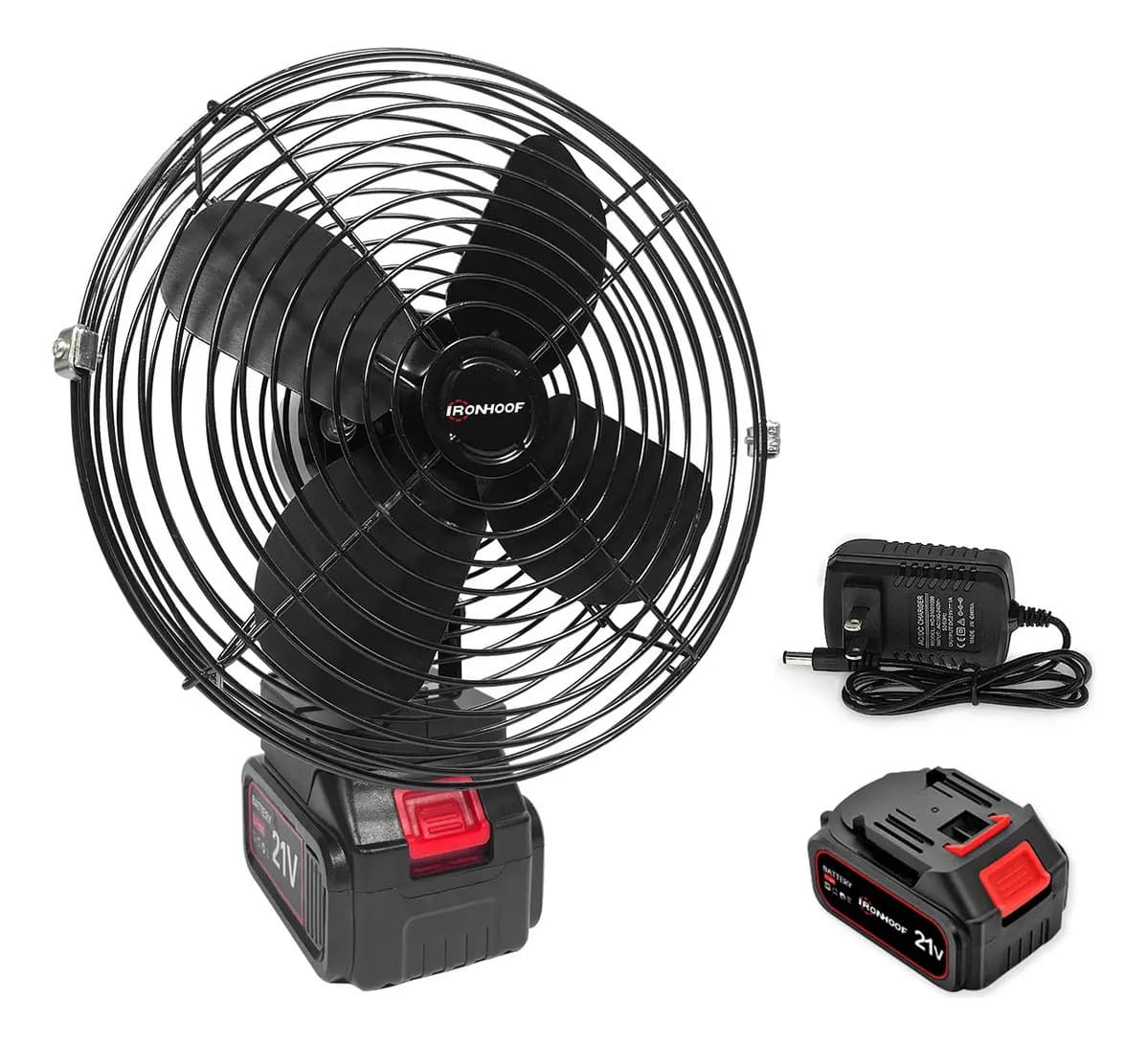 Ventilador Portátil Recargable Inalámbrico 4.0ah 8-inch 30w Estructura Negro Diámetro 8 " Material de las aspas Plástico