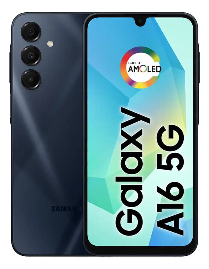 Teléfono celular Samsung Galaxy A16 5g, 128 GB + 4 GB de RAM, cámara de hasta 50 MP, pantalla 6.7, NFC, Ip54, batería azul oscuro de 5000 mAh
