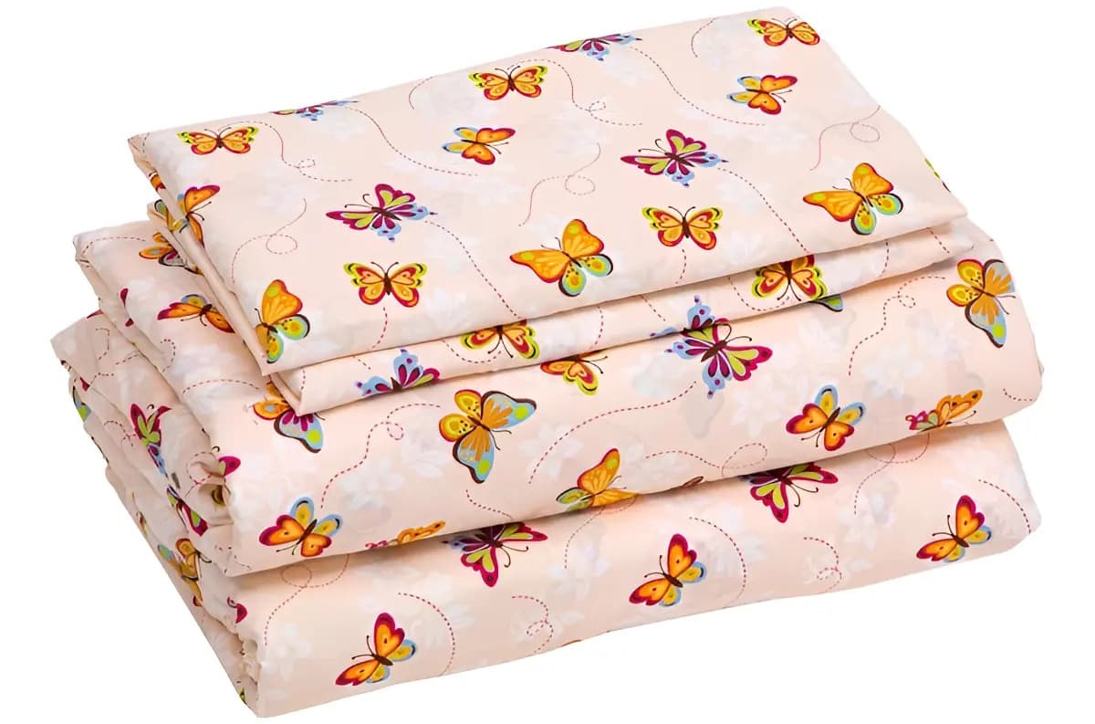 Juego De Sábanas Matrimoniales Estampado Butterfly De Microfibra Suave Blancos Azteca