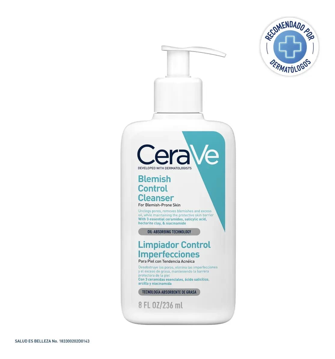 Limpiador Cerave Control Imperfecciones Para Piel con Tendencia Acnéica de Todas las Edades de Dia y Noche 236ml Skin Care