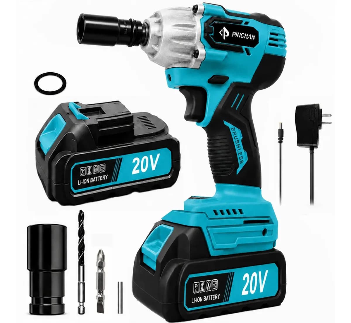 Pinchan Electric Drill New Type, Blue, 7.5ah Battery, Brushless Motor, 0-3500 Rpm, Wireless, Includes Charger & Battery, Led Light, Soft Grip Handle. 50 Hz/60 Hz