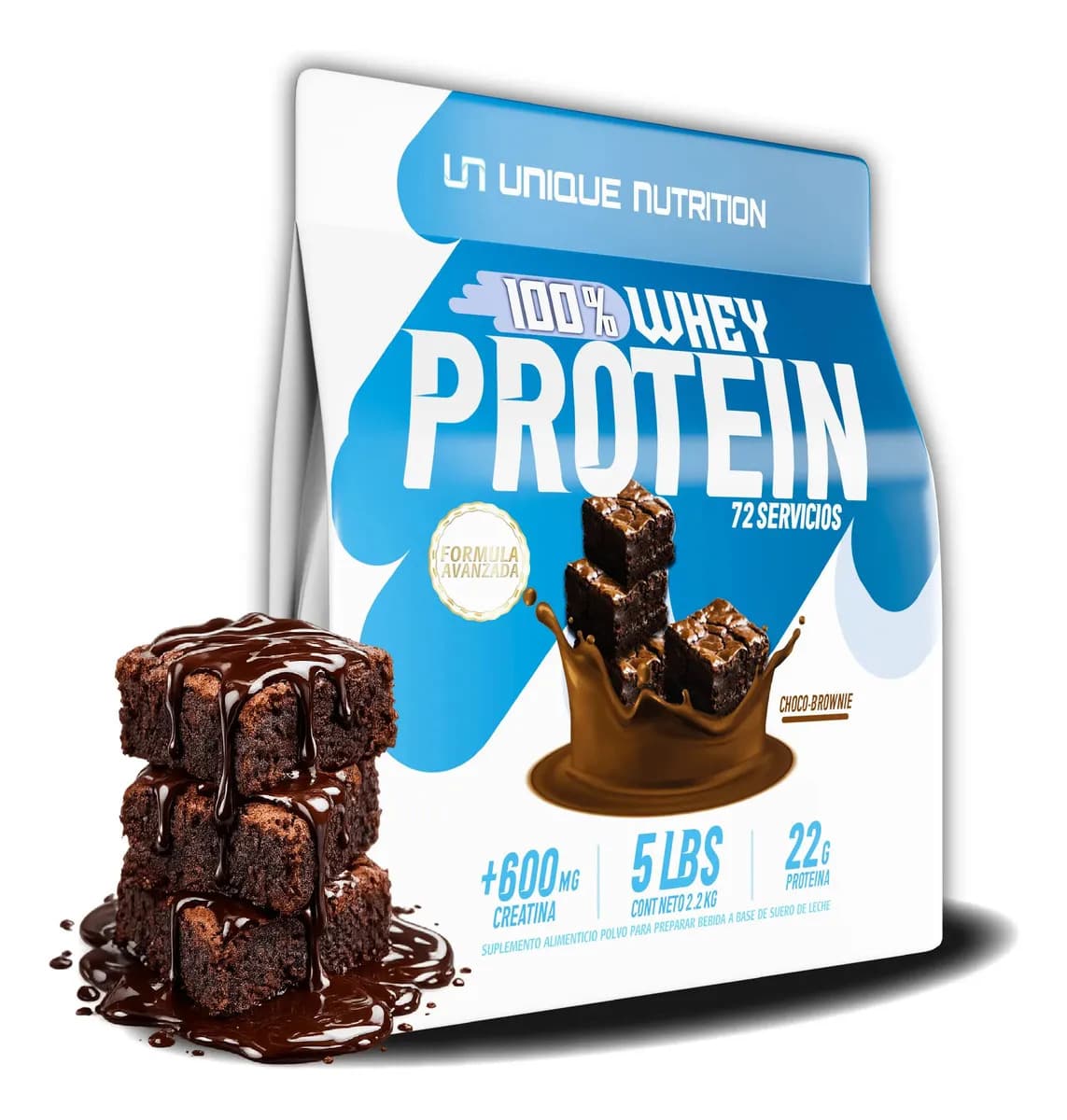 Proteina 100% Whey 2.2 Kg Adicionada Con Creatina Unique N Sabor Chocolate