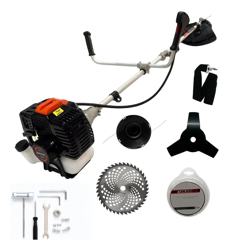 Desbrozadora Desmalezadora 52cc A Gasolina 2.5hp Takashi color negro 2 tiempos con accesorios incluidos y Incluye hilo de 15 metros