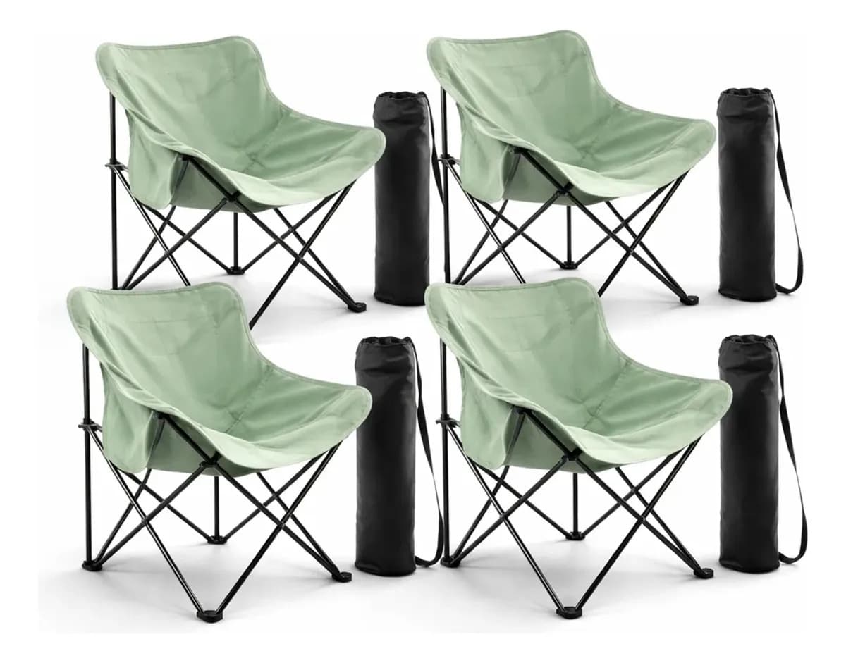 Sillas De Camping Playa Pesca Plegables Impermeables Set 4 Verde
