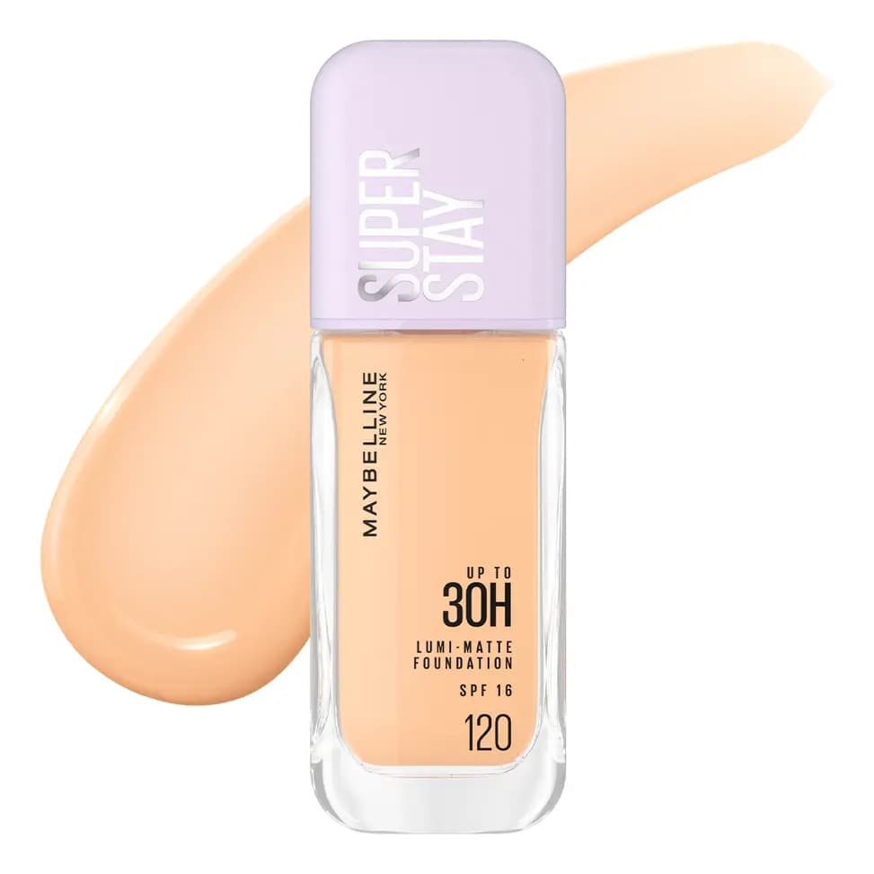 Maybelline Super Stay Lumi Matte Base de Maquillaje Líquida, Alta Cobertura con Acabado Mate Luminoso, Tecnología Lightwear 30H de Duración, Tono 120, 30 ml