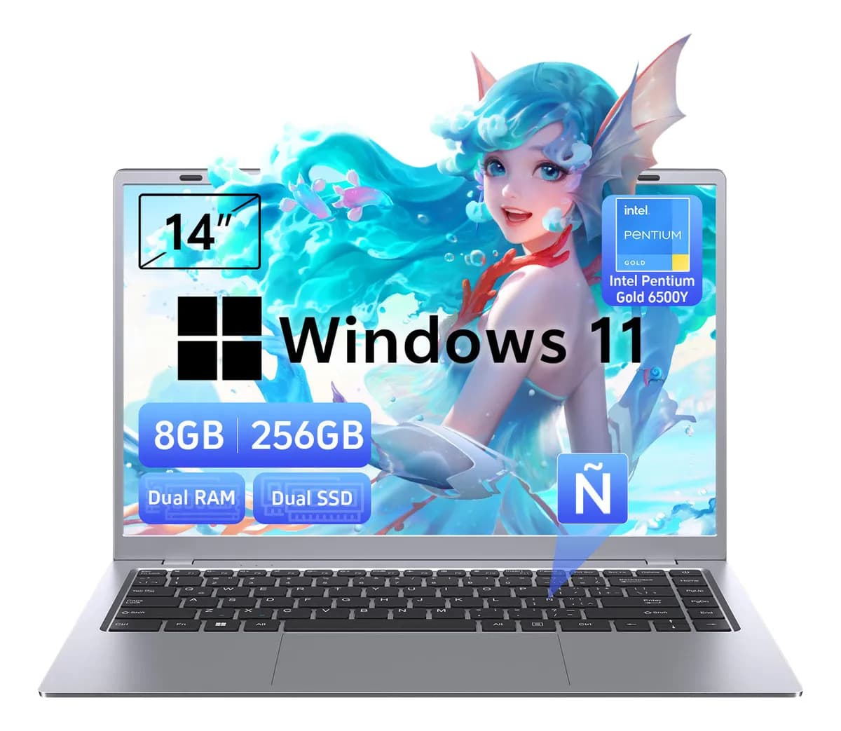 Qaelixnote Laptop Intel Pentium Gold 6500y 8gb+256gb Win11 Color Light
