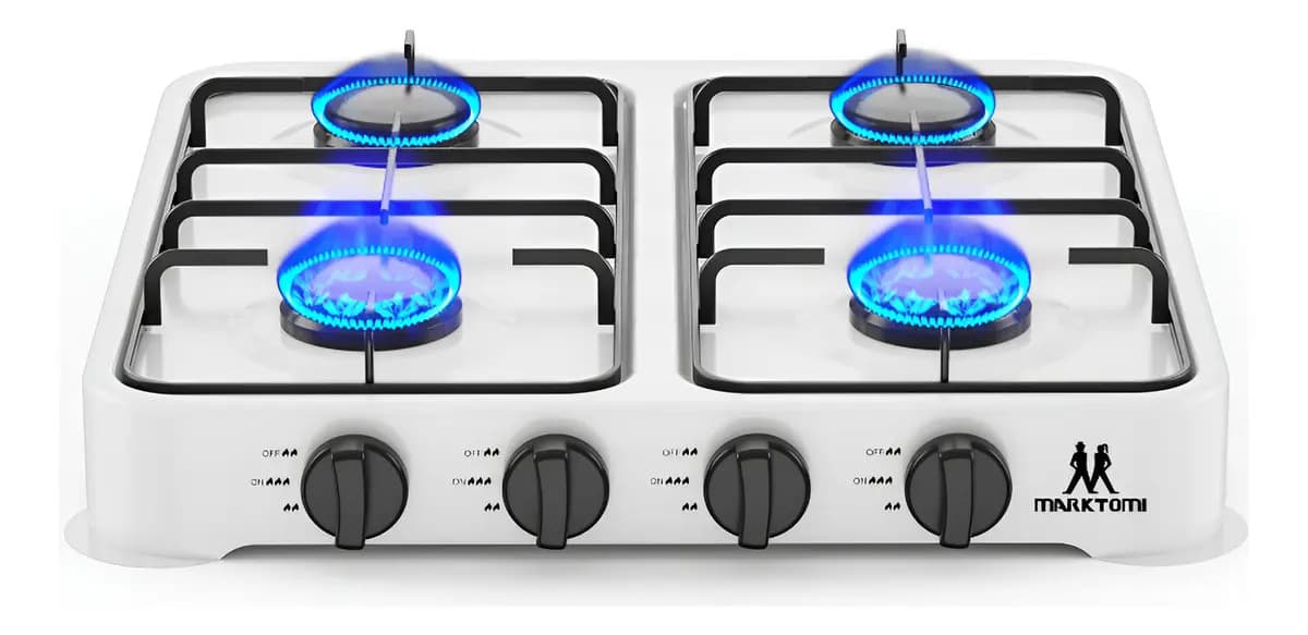 Parrilla/estufa Mesa De Gas 4 Quemadores Compacta Portátil Color Blanco