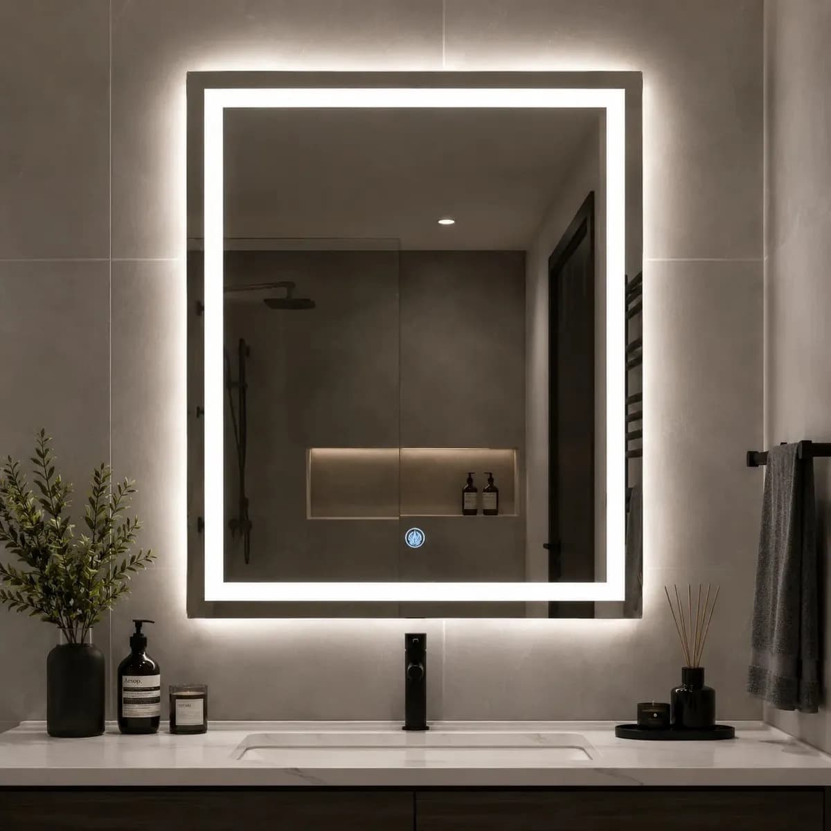 Espejo Luz Led Touch Pared Tocador Baño Vestidor 3 Luces Blanco